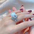 Bowknot 16mm Pearl Diamond cz Ring 100% Original 925 sterling silver Engagement Wedding band Rings for Women Party Jewelry