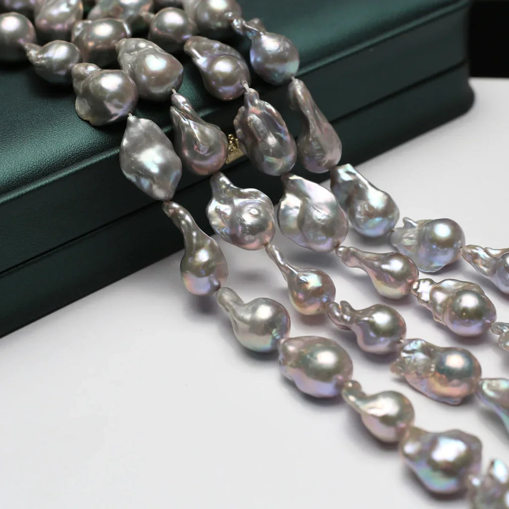 15x23-15x25mm AAAAAA Unique Form Gray Natural Freshwater Pearl Baroque Bead Women Jewelry Make DIY Necklace Bracelet Accessories