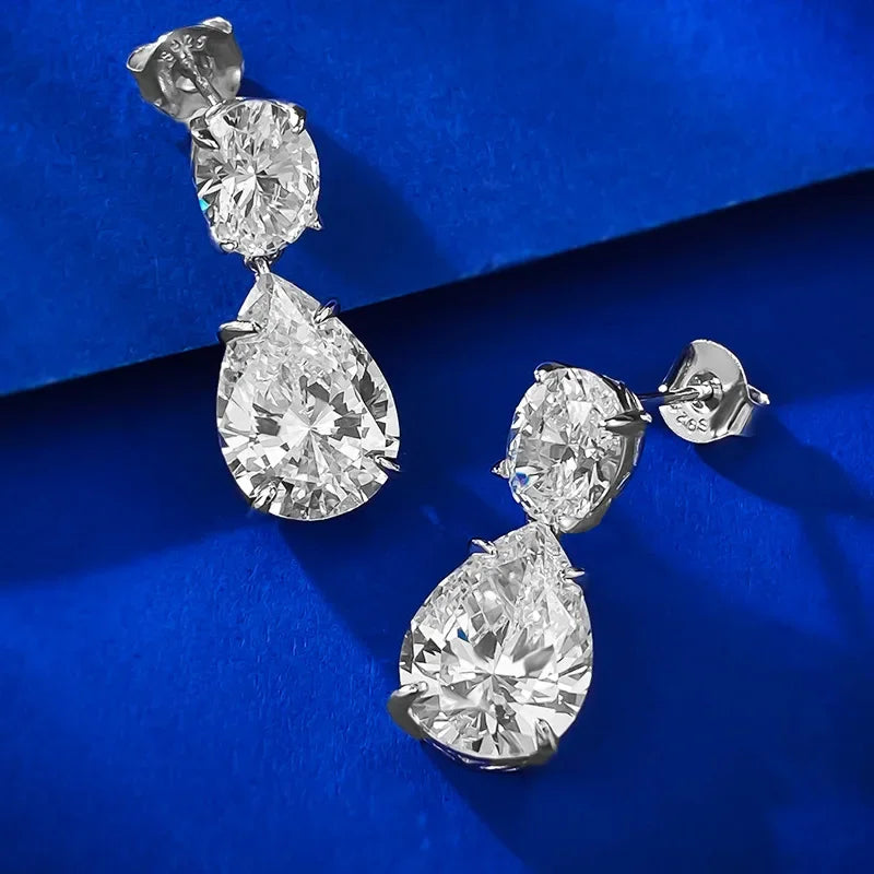 Water Drop 6ct Lab Moissanite Diamond Dangle Earring 100% Real 925 Sterling Silver Wedding Drop Earrings for Women Jewelry Gift