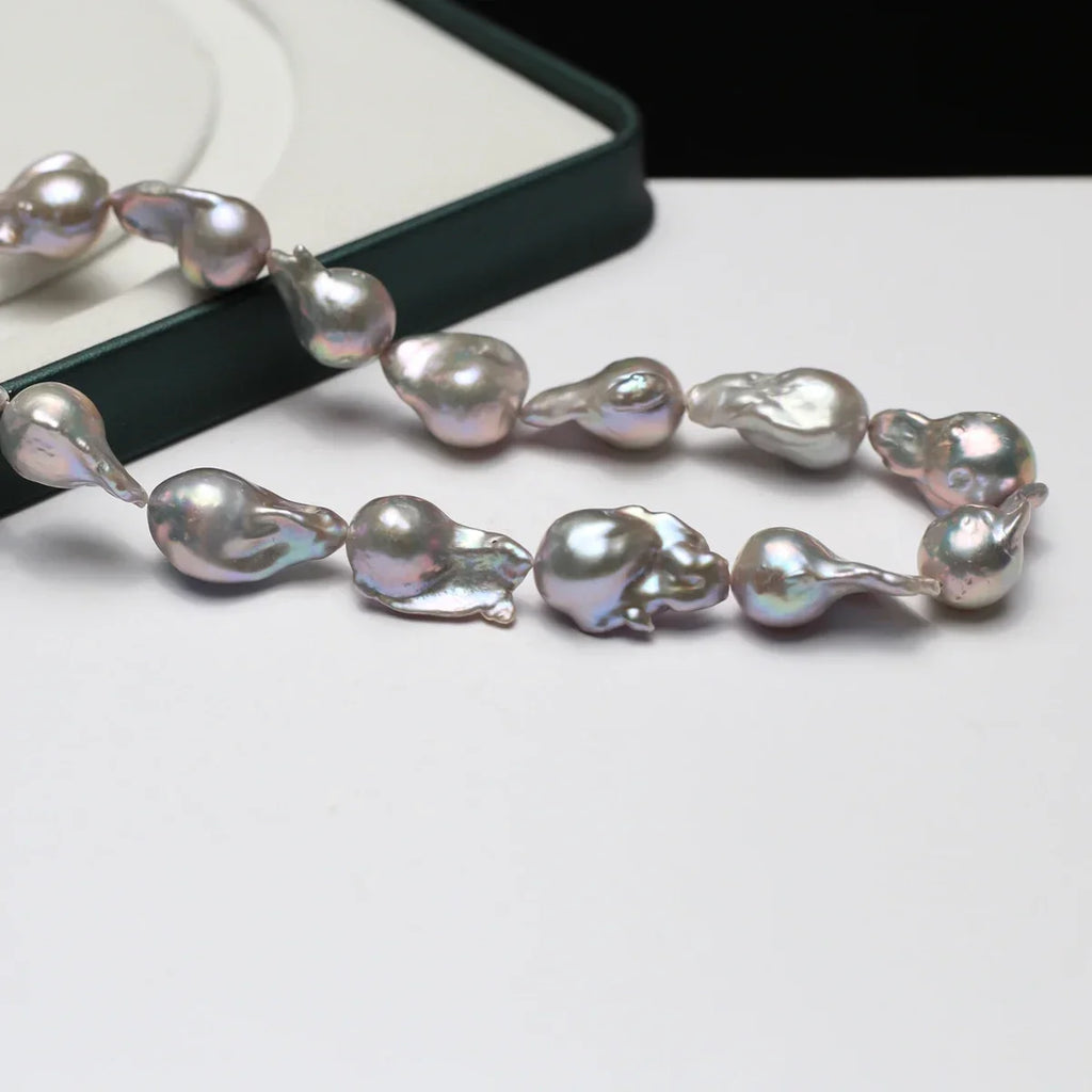 15x23-15x25mm AAAAAA Unique Form Gray Natural Freshwater Pearl Baroque Bead Women Jewelry Make DIY Necklace Bracelet Accessories