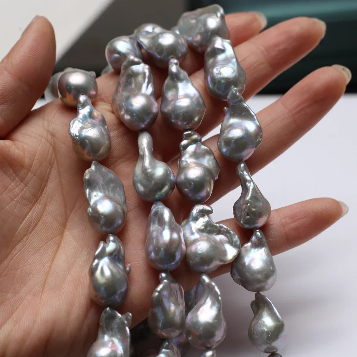 15x23-15x25mm AAAAAA Unique Form Gray Natural Freshwater Pearl Baroque Bead Women Jewelry Make DIY Necklace Bracelet Accessories