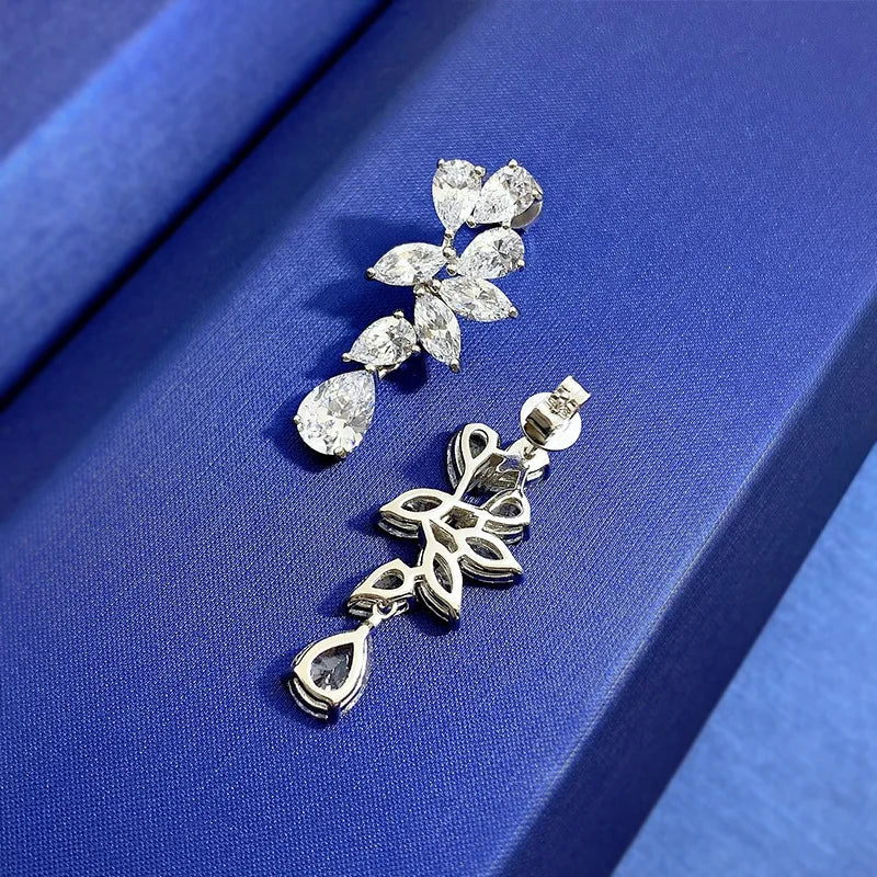 Fine Moissanite Diamond Dangle Earring 100% Real 925 sterling silver Wedding Drop Earrings for Women Promise Engagement Jewelry