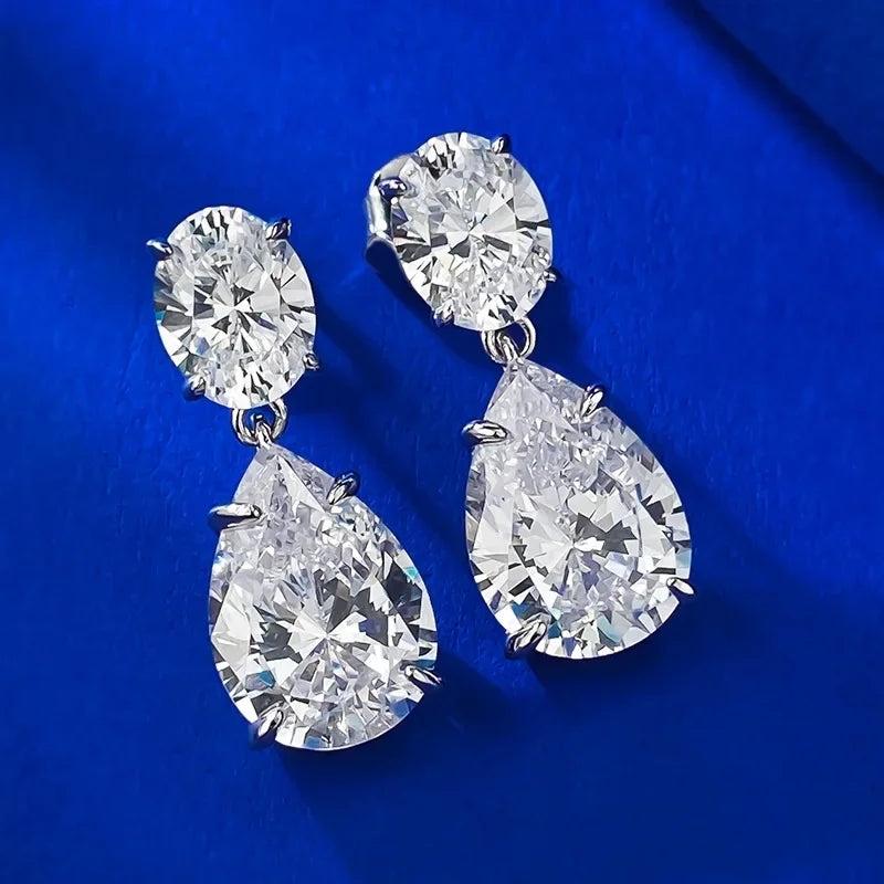 Water Drop 6ct Lab Moissanite Diamond Dangle Earring 100% Real 925 Sterling Silver Wedding Drop Earrings for Women Jewelry Gift