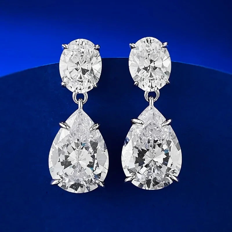 Water Drop 6ct Lab Moissanite Diamond Dangle Earring 100% Real 925 Sterling Silver Wedding Drop Earrings for Women Jewelry Gift