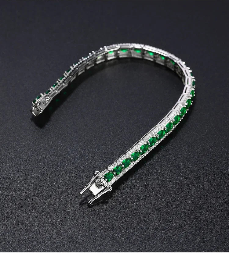 Handmade Emerald Diamond Bangle Bracelet 100% Real 925 Sterling silver Wedding Bracelets For Women Men Engagement Jewelry Gift