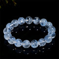 7A Natural Ice-Clear Aquamarine Beaded Bracelet - Minimalist Crystal Jewelry for Women